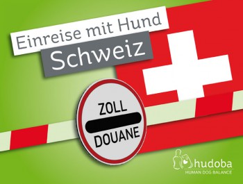 Einreise mit Hund: Schweiz - Zollschranke vor schweizer Flagge.